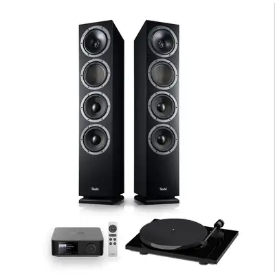 Teufel Theater 500 + WiiM Amp Ultra + Pro-Ject E1 Phono czarny