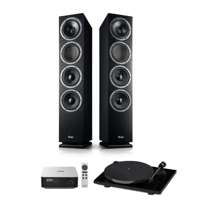 Teufel Theater 500 + WiiM Amp Ultra + Pro-Ject E1 Phono czarny